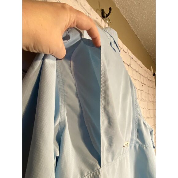 Habit 40+ Men's Solar Factor Short Sleeve Button Up Shirt Size M Light Blue - Picture 11 of 12